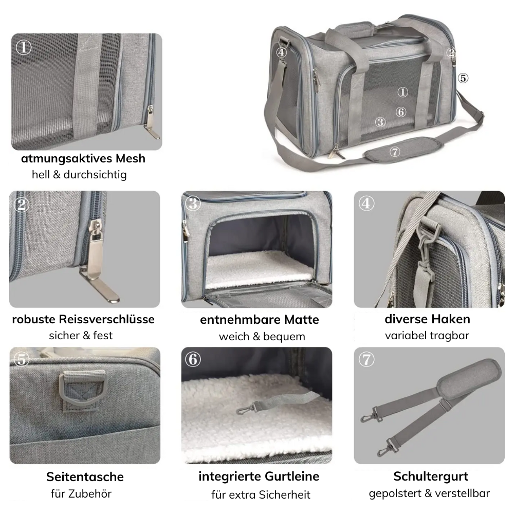 Tragetasche für Katzen & kleine Hunde – Sicher, komfortabel & flexibel unterwegs!